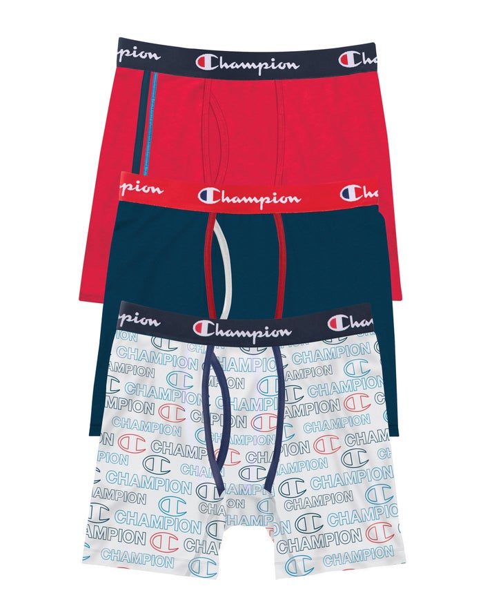 Champion Everyday Comfort 3-Pairs Onderbroek Heren - Rood/Donkerblauw/Grijs - Belgie 9614KLEQM